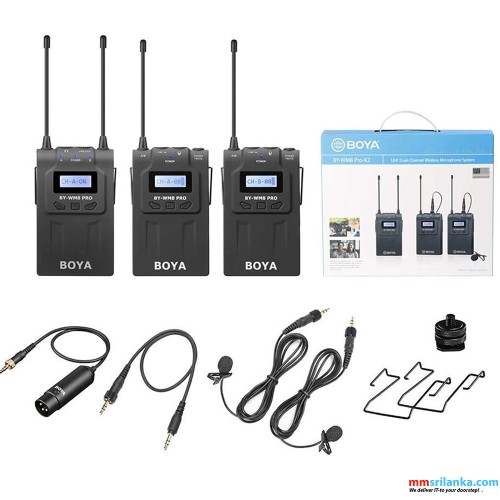 BOYA BY-WM8 PRO-K2 UHF DUAL CHANNEL WIRELESS MICROPHONE (6M)